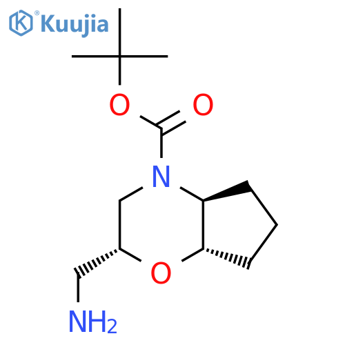 rac-tert-butyl (2R,4aS,7aS)-2-(aminomethyl)-octahydrocyclopenta[b]morpholine-4-carboxylate structure
