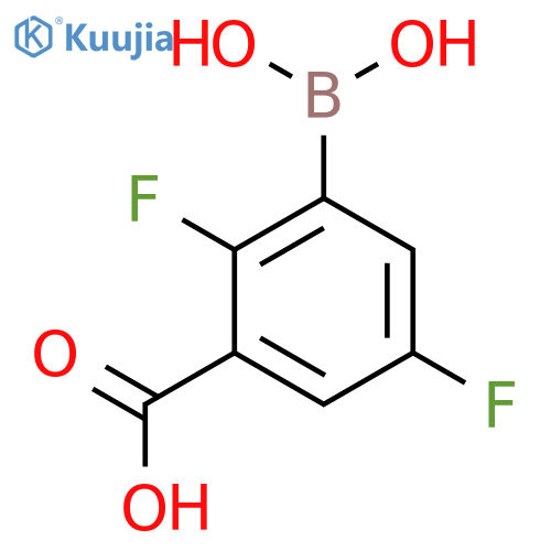 3-(dihydroxyboranyl)-2,5-difluorobenzoic acid structure