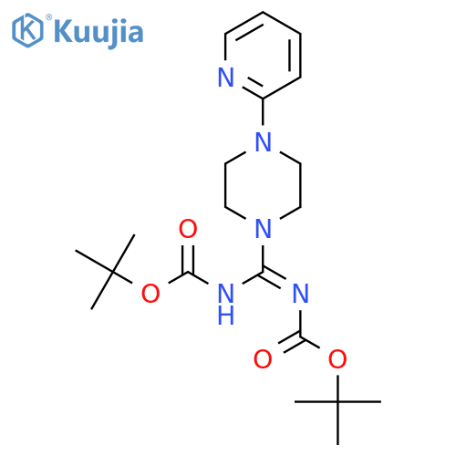 tert-Butyl N-[(1E)-{[(tert-butoxy)carbonyl]imino}[4-(pyridin-2-yl)piperazin-1-yl]methyl]carbamate structure