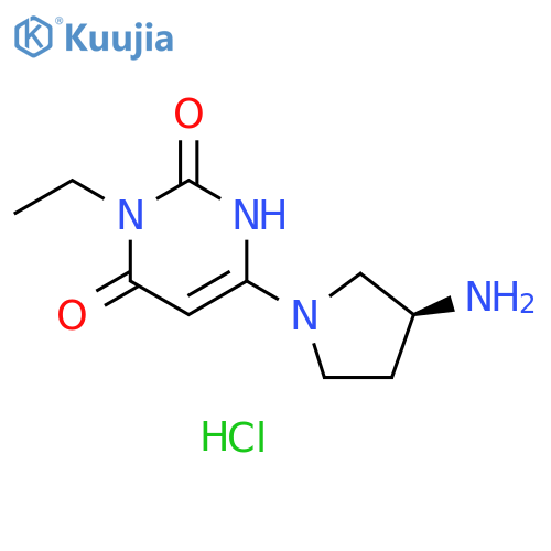 2,4(1H,3H)-Pyrimidinedione, 6-[(3S)-3-amino-1-pyrrolidinyl]-3-ethyl-, hydrochloride (1:1) structure