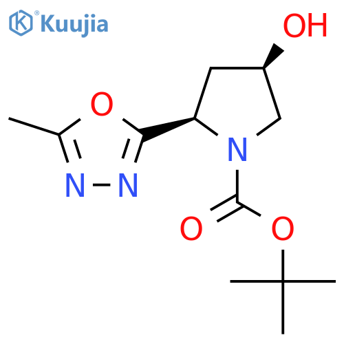 tert-butyl (2R,4R)-4-hydroxy-2-(5-methyl-1,3,4-oxadiazol-2-yl)pyrrolidine-1-carboxylate structure