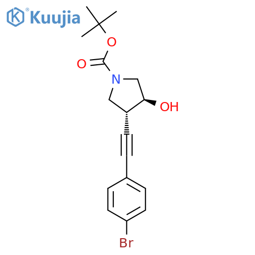 tert-butyl (3R,4S)-3-[2-(4-bromophenyl)ethynyl]-4-hydroxypyrrolidine-1-carboxylate structure