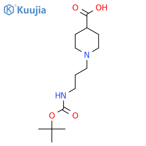 1-(3-{[(Tert-butoxy)carbonyl]amino}propyl)piperidine-4-carboxylic acid structure