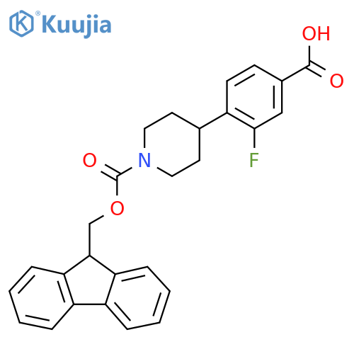 4-(1-{[(9H-fluoren-9-yl)methoxy]carbonyl}piperidin-4-yl)-3-fluorobenzoic acid structure