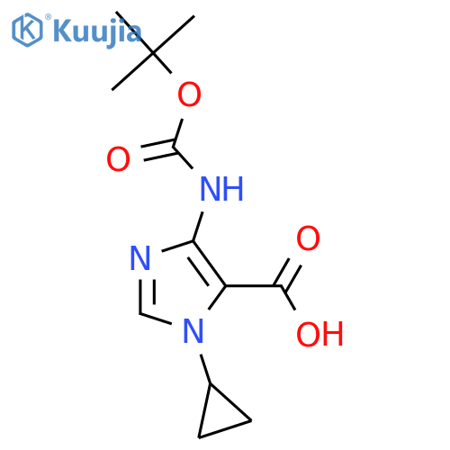 4-{(tert-butoxy)carbonylamino}-1-cyclopropyl-1H-imidazole-5-carboxylic acid structure