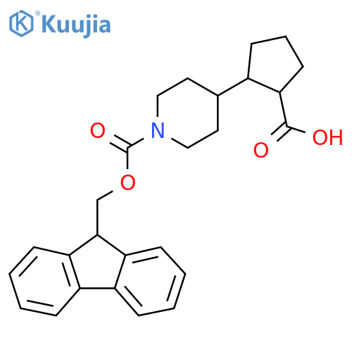 2-(1-{[(9H-fluoren-9-yl)methoxy]carbonyl}piperidin-4-yl)cyclopentane-1-carboxylic acid structure