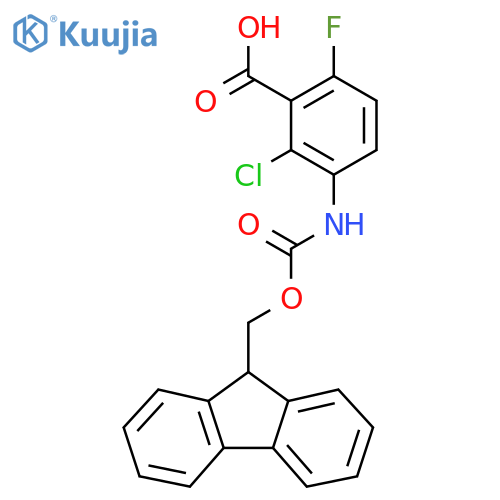 2-chloro-3-({[(9H-fluoren-9-yl)methoxy]carbonyl}amino)-6-fluorobenzoic acid structure