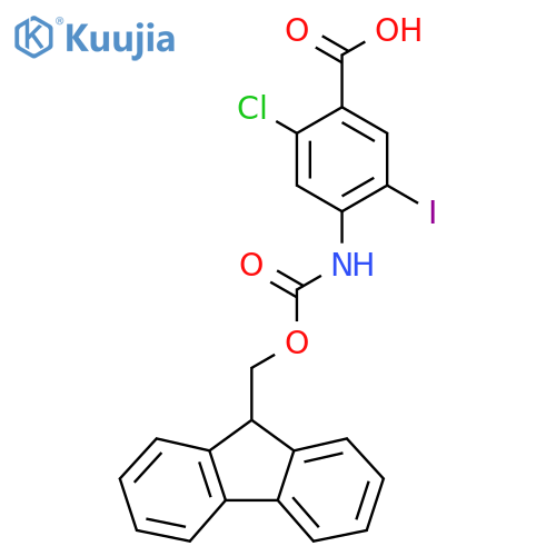2-chloro-4-({[(9H-fluoren-9-yl)methoxy]carbonyl}amino)-5-iodobenzoic acid structure