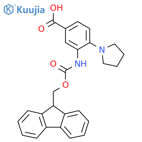3-({[(9H-fluoren-9-yl)methoxy]carbonyl}amino)-4-(pyrrolidin-1-yl)benzoic acid structure