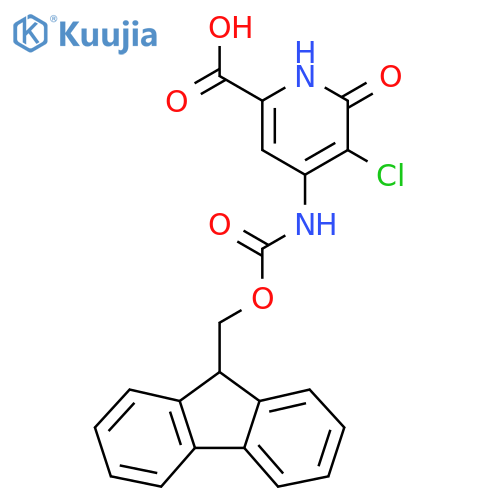 5-chloro-4-({[(9H-fluoren-9-yl)methoxy]carbonyl}amino)-6-hydroxypyridine-2-carboxylic acid structure