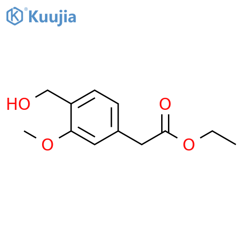 Benzeneacetic acid, 4-(hydroxymethyl)-3-methoxy-, ethyl ester structure