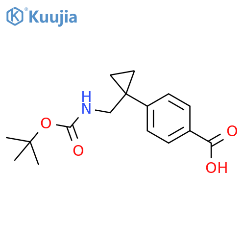 4-1-({(tert-butoxy)carbonylamino}methyl)cyclopropylbenzoic acid structure