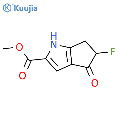 methyl 5-fluoro-4-oxo-5,6-dihydro-1H-cyclopenta[b]pyrrole-2-carboxylate structure