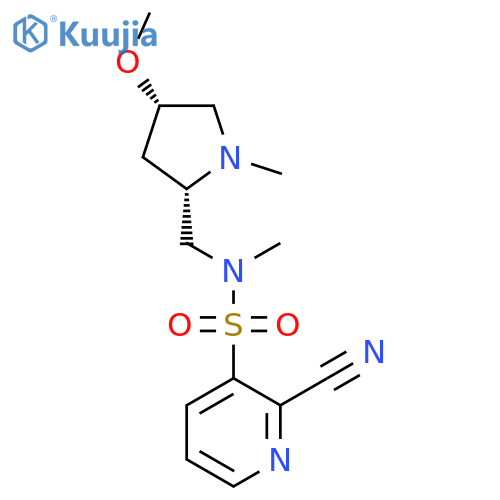 2-cyano-N-{[(2S,4S)-4-methoxy-1-methylpyrrolidin-2-yl]methyl}-N-methylpyridine-3-sulfonamide structure