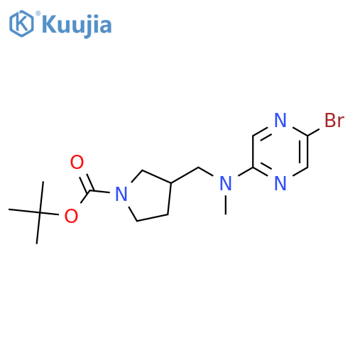 Tert-butyl 3-[[(5-bromopyrazin-2-yl)-methylamino]methyl]pyrrolidine-1-carboxylate structure