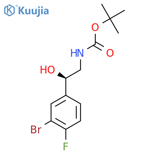tert-butyl N-[(2R)-2-(3-bromo-4-fluorophenyl)-2-hydroxyethyl]carbamate structure