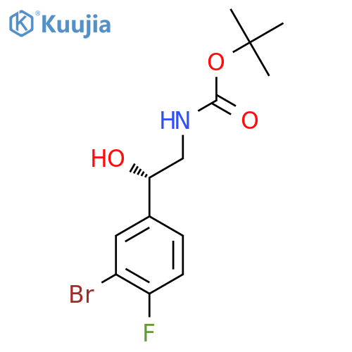 tert-butyl N-[(2S)-2-(3-bromo-4-fluorophenyl)-2-hydroxyethyl]carbamate structure