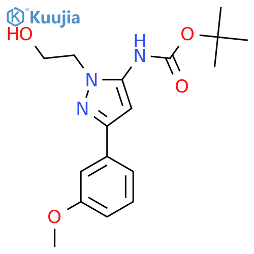 tert-butyl N-[1-(2-hydroxyethyl)-3-(3-methoxyphenyl)-1H-pyrazol-5-yl]carbamate structure