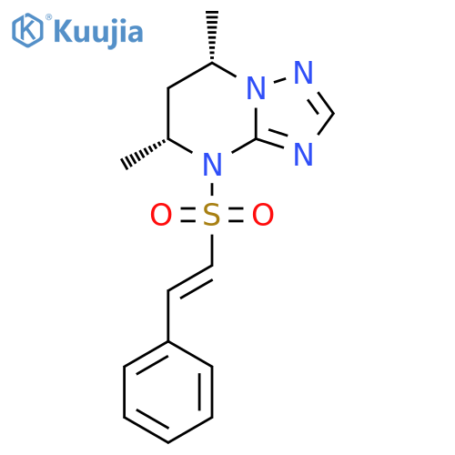 Rac-(5r,7s)-5,7-dimethyl-4-(2-phenylethenesulfonyl)-4h,5h,6h,7h-[1,2,4]triazolo[1,5-a]pyrimidine structure
