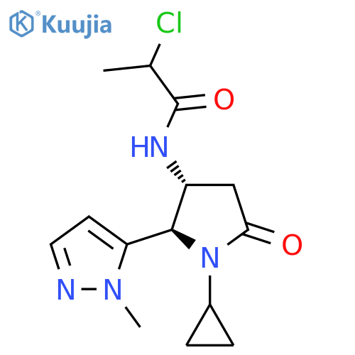 2-Chloro-N-[(2R,3R)-1-cyclopropyl-2-(2-methylpyrazol-3-yl)-5-oxopyrrolidin-3-yl]propanamide structure