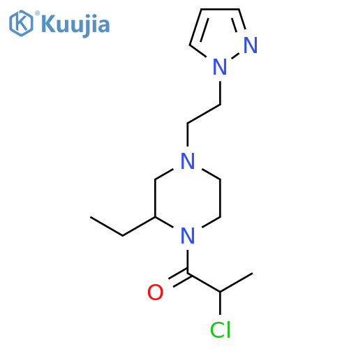2-Chloro-1-[2-ethyl-4-(2-pyrazol-1-ylethyl)piperazin-1-yl]propan-1-one structure