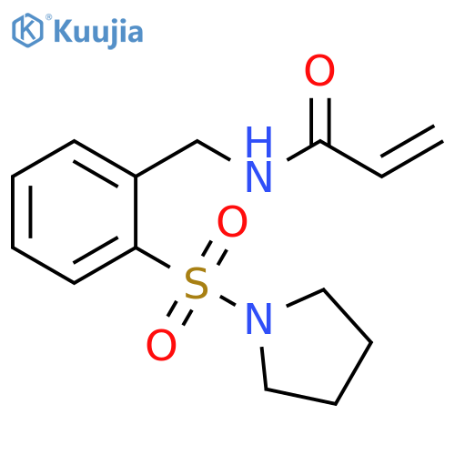 N-{2-(pyrrolidine-1-sulfonyl)phenylmethyl}prop-2-enamide structure