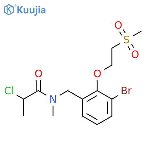 N-[[3-Bromo-2-(2-methylsulfonylethoxy)phenyl]methyl]-2-chloro-N-methylpropanamide structure