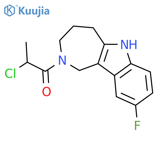 2-Chloro-1-(9-fluoro-3,4,5,6-tetrahydro-1H-azepino[4,3-b]indol-2-yl)propan-1-one structure
