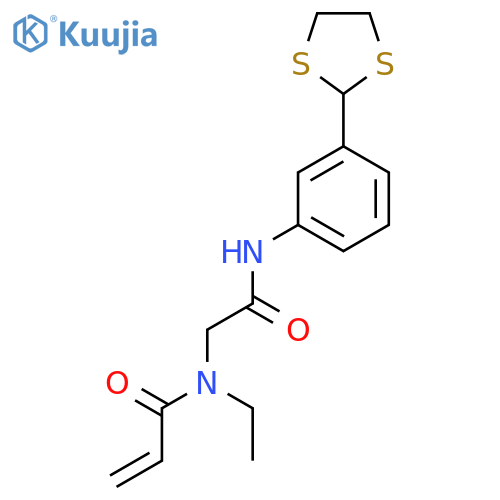 N-({[3-(1,3-dithiolan-2-yl)phenyl]carbamoyl}methyl)-N-ethylprop-2-enamide structure