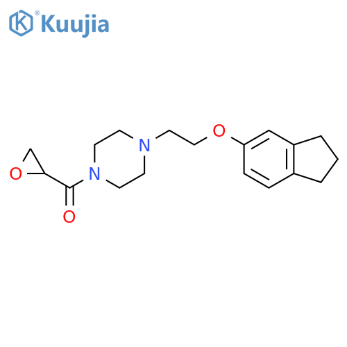 1-[2-(2,3-dihydro-1H-inden-5-yloxy)ethyl]-4-(oxirane-2-carbonyl)piperazine structure
