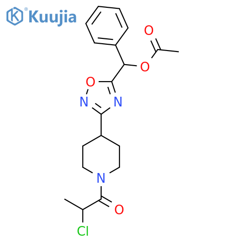 [[3-[1-(2-Chloropropanoyl)piperidin-4-yl]-1,2,4-oxadiazol-5-yl]-phenylmethyl] acetate structure