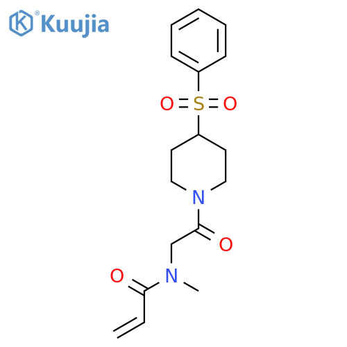N-{2-[4-(benzenesulfonyl)piperidin-1-yl]-2-oxoethyl}-N-methylprop-2-enamide structure