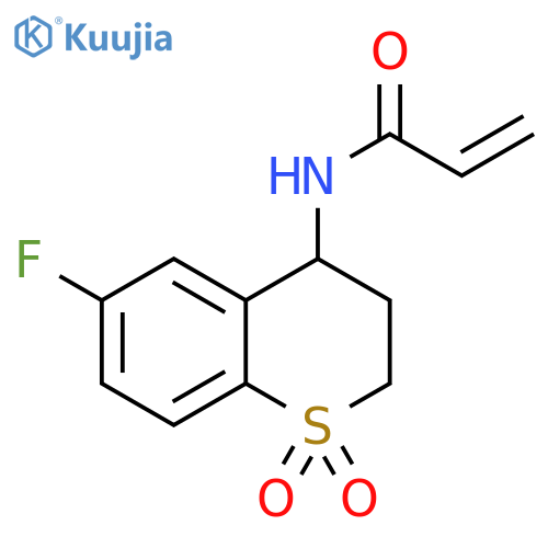 N-(6-fluoro-1,1-dioxo-3,4-dihydro-2H-1lambda6-benzothiopyran-4-yl)prop-2-enamide structure