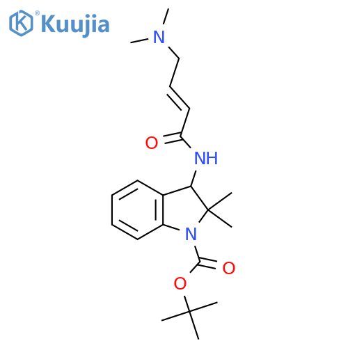 tert-butyl 3-(2E)-4-(dimethylamino)but-2-enamido-2,2-dimethyl-2,3-dihydro-1H-indole-1-carboxylate structure