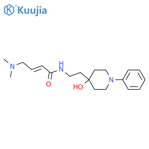 (2E)-4-(dimethylamino)-N-[2-(4-hydroxy-1-phenylpiperidin-4-yl)ethyl]but-2-enamide structure