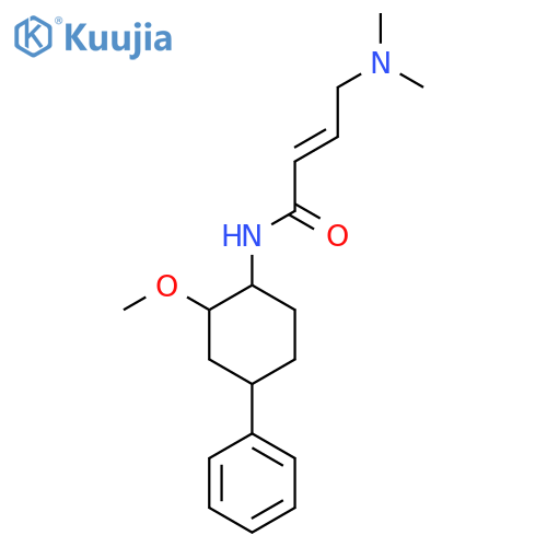 (2E)-4-(dimethylamino)-N-(2-methoxy-4-phenylcyclohexyl)but-2-enamide structure