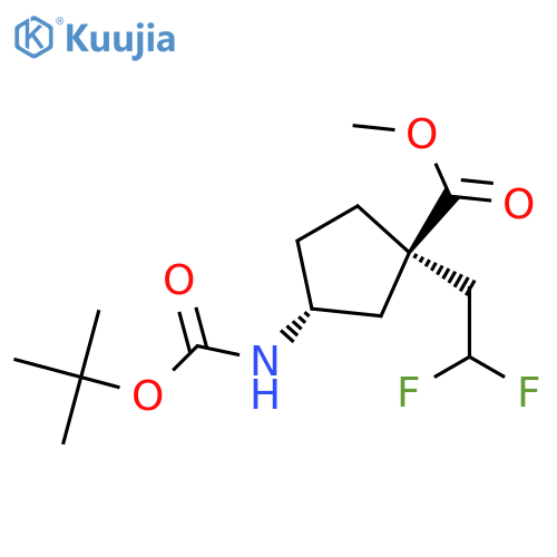 (1R,3R)-methyl 3-((tert-butoxycarbonyl)amino)-1-(2,2-difluoroethyl)cyclopentanecarboxylate structure