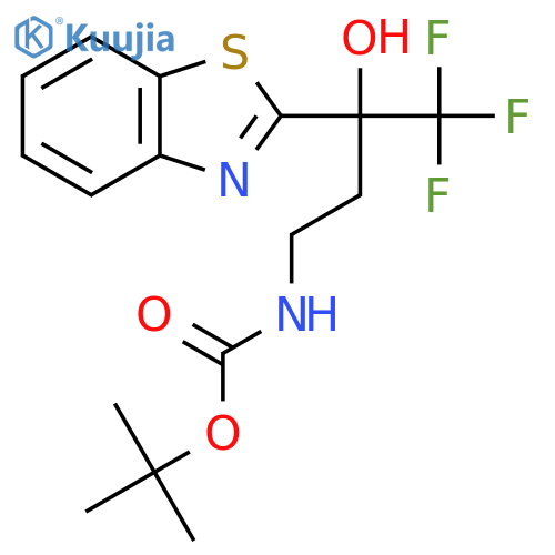 tert-butyl N-3-(1,3-benzothiazol-2-yl)-4,4,4-trifluoro-3-hydroxybutylcarbamate structure