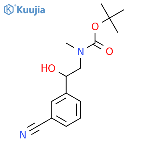 tert-butyl N-2-(3-cyanophenyl)-2-hydroxyethyl-N-methylcarbamate structure