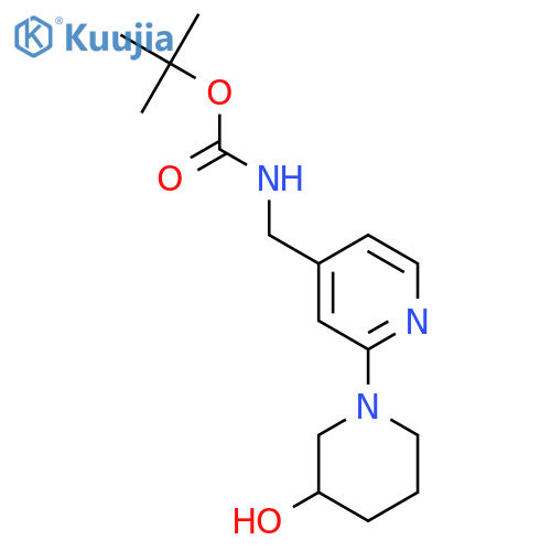 tert-butyl N-{2-(3-hydroxypiperidin-1-yl)pyridin-4-ylmethyl}carbamate structure