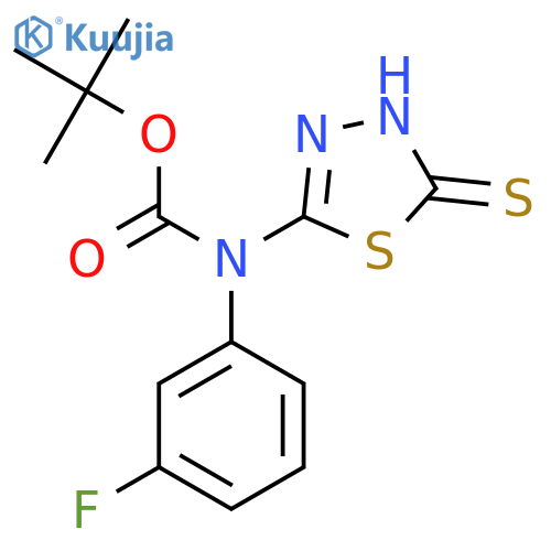 tert-butyl N-(3-fluorophenyl)-N-(5-sulfanyl-1,3,4-thiadiazol-2-yl)carbamate structure