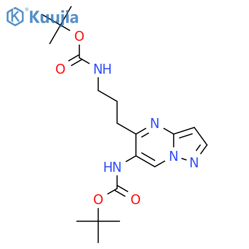 tert-butyl N-[5-(3-{[(tert-butoxy)carbonyl]amino}propyl)pyrazolo[1,5-a]pyrimidin-6-yl]carbamate structure