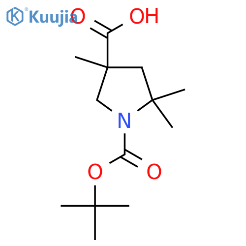 1-(tert-butoxy)carbonyl-3,5,5-trimethylpyrrolidine-3-carboxylic acid structure