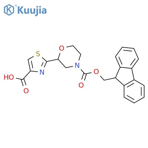 2-(4-{(9H-fluoren-9-yl)methoxycarbonyl}morpholin-2-yl)-1,3-thiazole-4-carboxylic acid structure