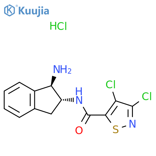 N-(1R,2R)-1-amino-2,3-dihydro-1H-inden-2-yl-3,4-dichloro-1,2-thiazole-5-carboxamide hydrochloride structure