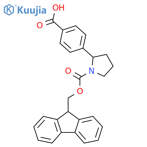 4-(1-{[(9H-fluoren-9-yl)methoxy]carbonyl}pyrrolidin-2-yl)benzoic acid structure