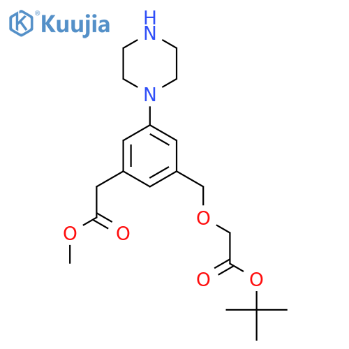 Tert-butyl 2-{[3-(2-methoxy-2-oxoethyl)-5-(piperazin-1-yl)phenyl]methoxy}acetate structure