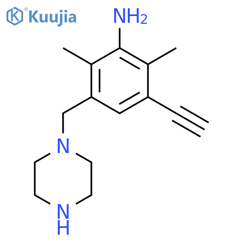 3-ethynyl-2,6-dimethyl-5-(piperazin-1-yl)methylaniline structure