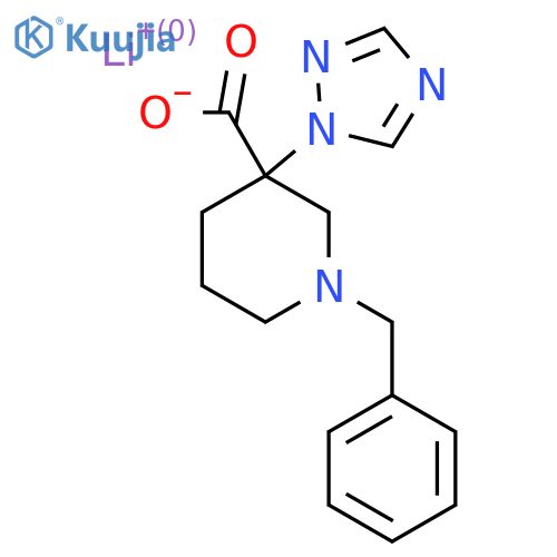lithium(1+) 1-benzyl-3-(1H-1,2,4-triazol-1-yl)piperidine-3-carboxylate structure