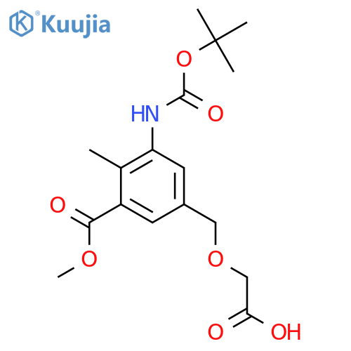 2-(3-{(tert-butoxy)carbonylamino}-5-(methoxycarbonyl)-4-methylphenyl)methoxyacetic acid structure